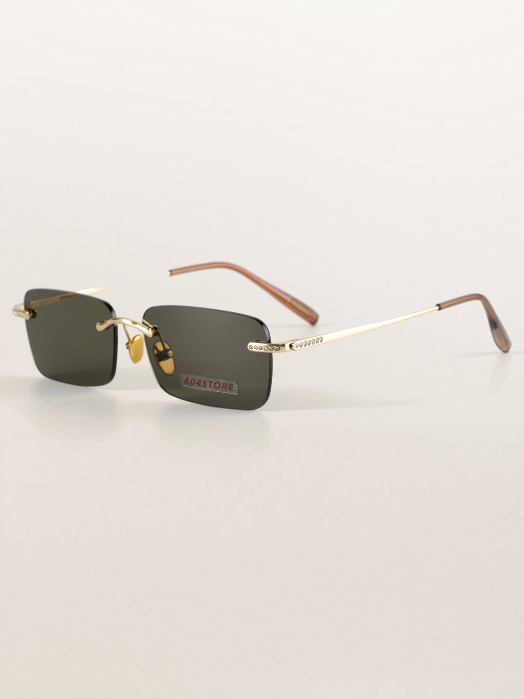 Rhinestone Rimless Rectangle Sunglasses