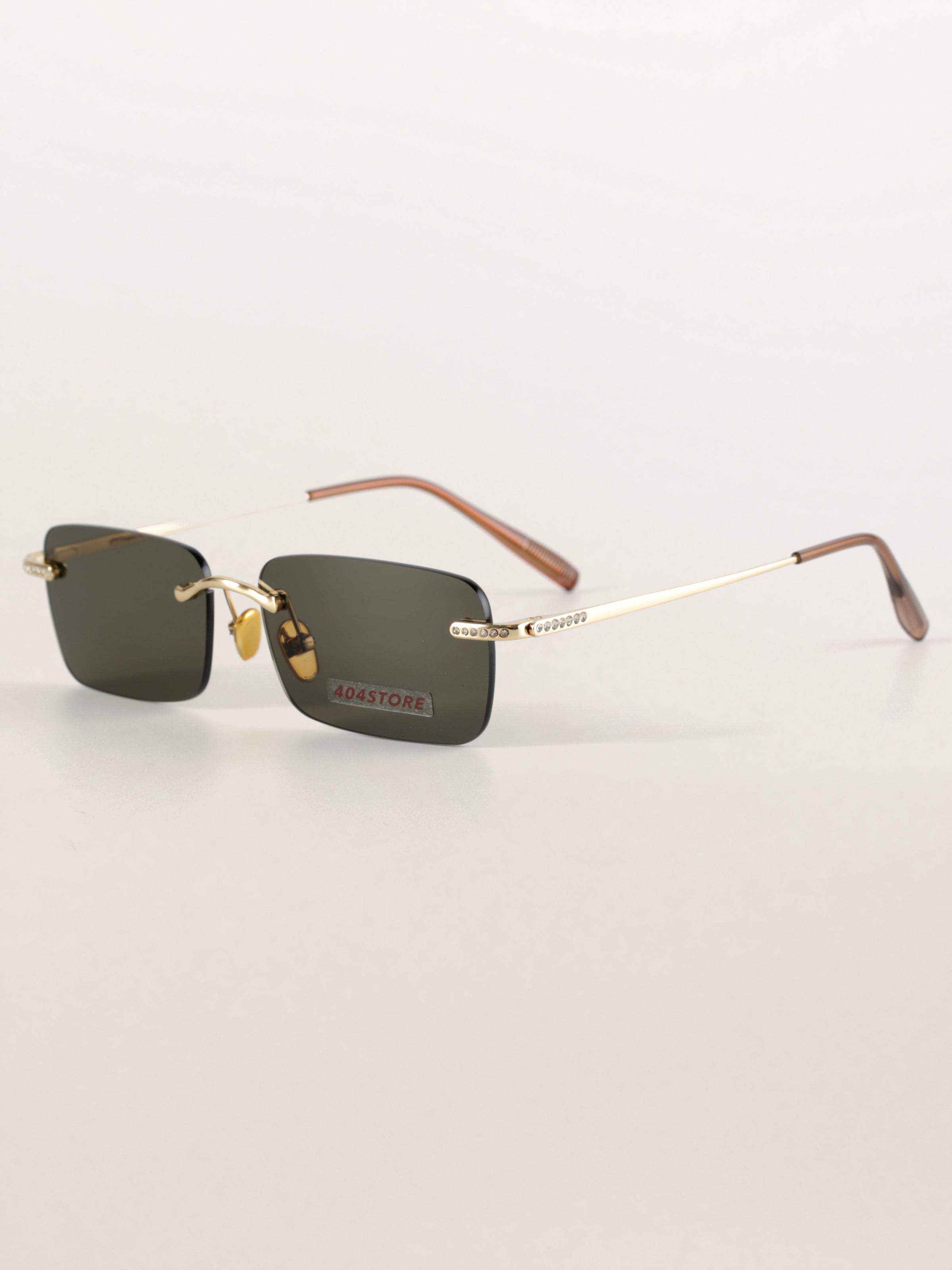 Rhinestone Rimless Rectangle Sunglasses