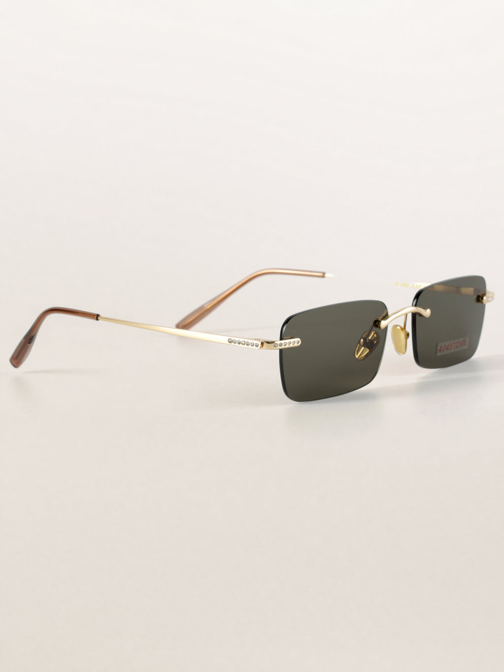 Rhinestone Rimless Rectangle Sunglasses