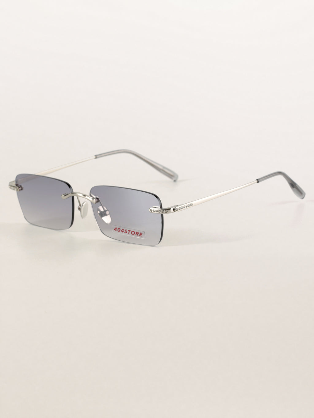 Rhinestone Rimless Rectangle Sunglasses