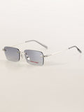 Rhinestone Rimless Rectangle Sunglasses