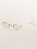 Y2K Academia Semi-Rimless Oval Sunglasses