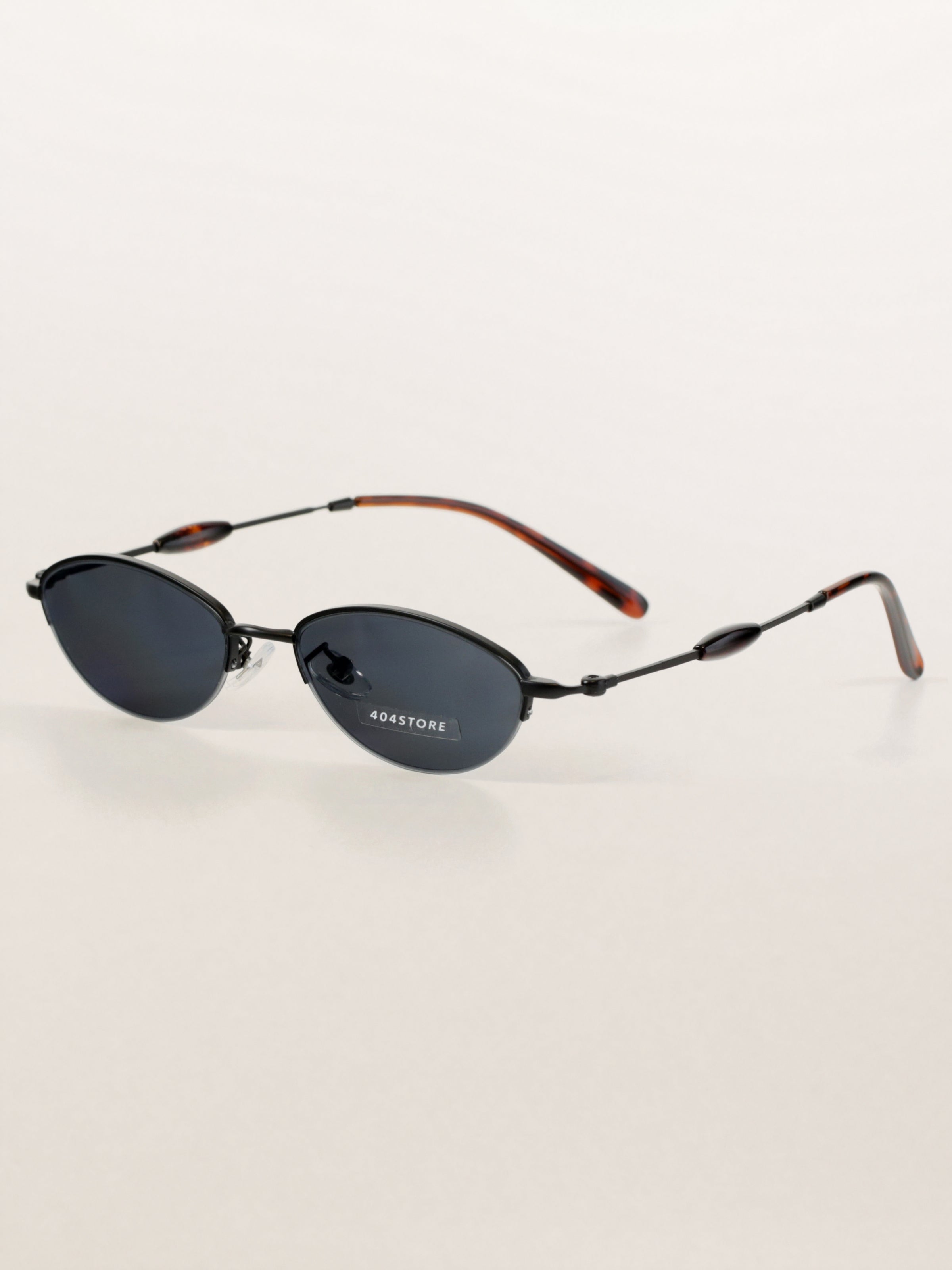 Y2K Academia Semi-Rimless Oval Sunglasses