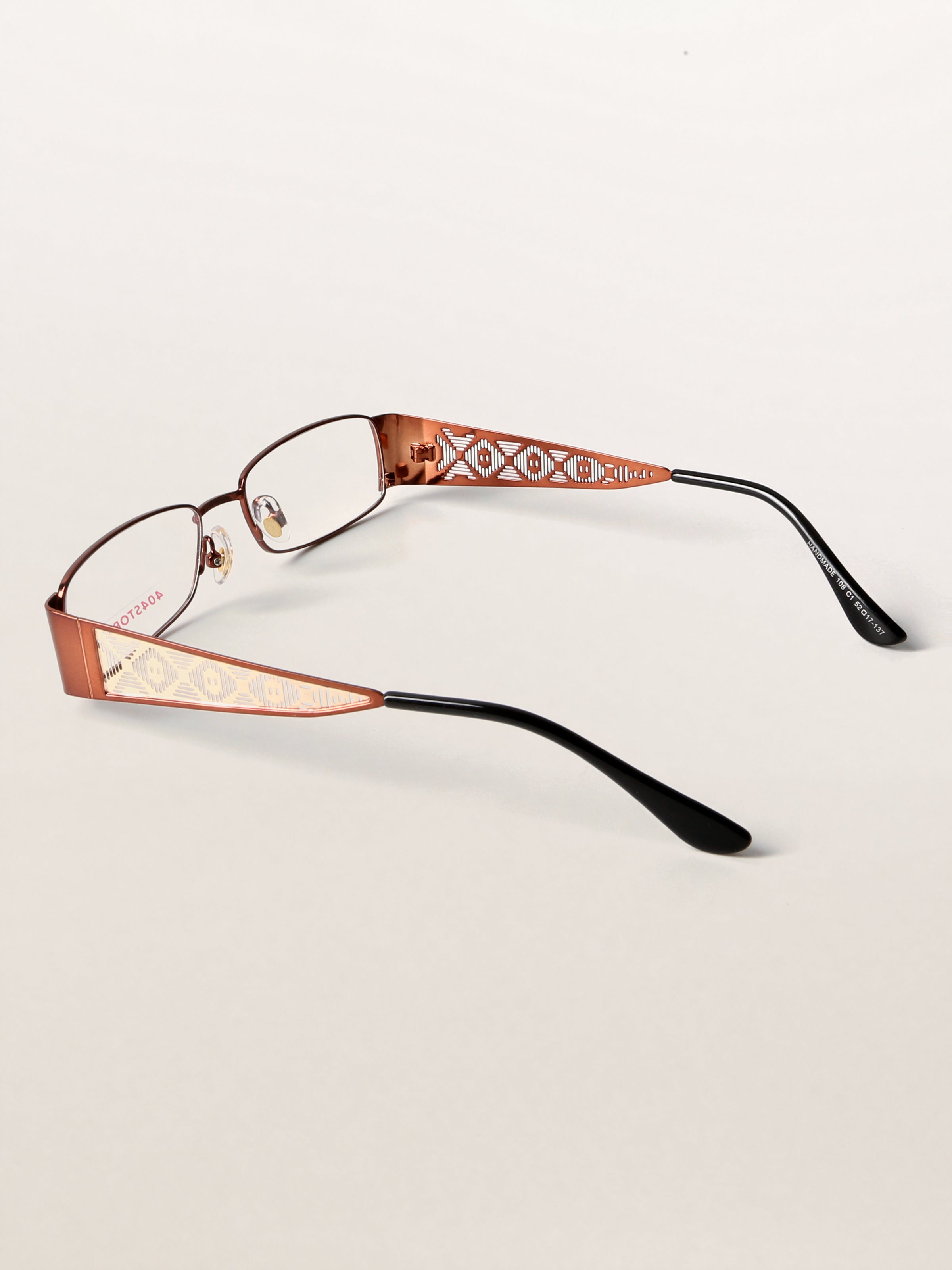 90s Retro Etched Temple Rectangle Optical Frames