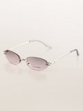 Rimless Oval Metal Y2K Futuristic Sunglasses