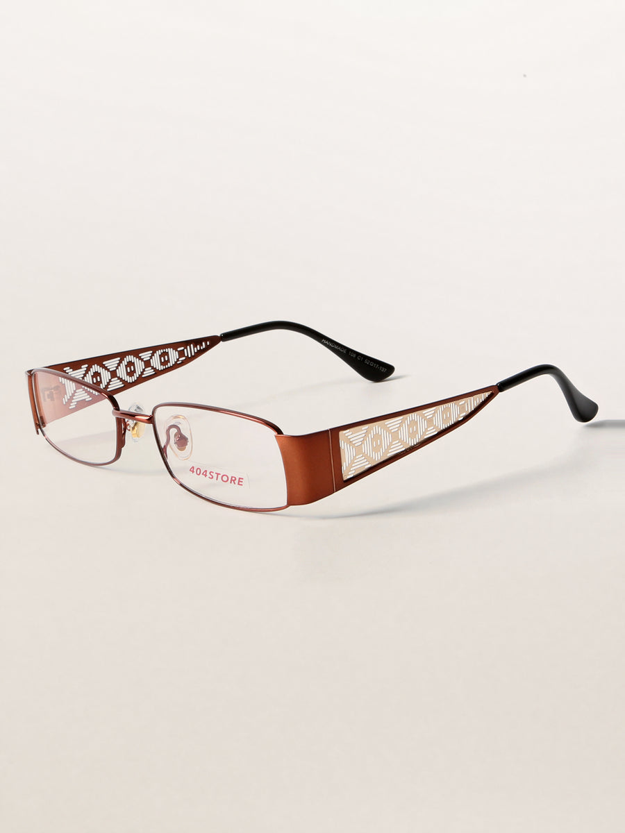 90s Retro Etched Temple Rectangle Optical Frames
