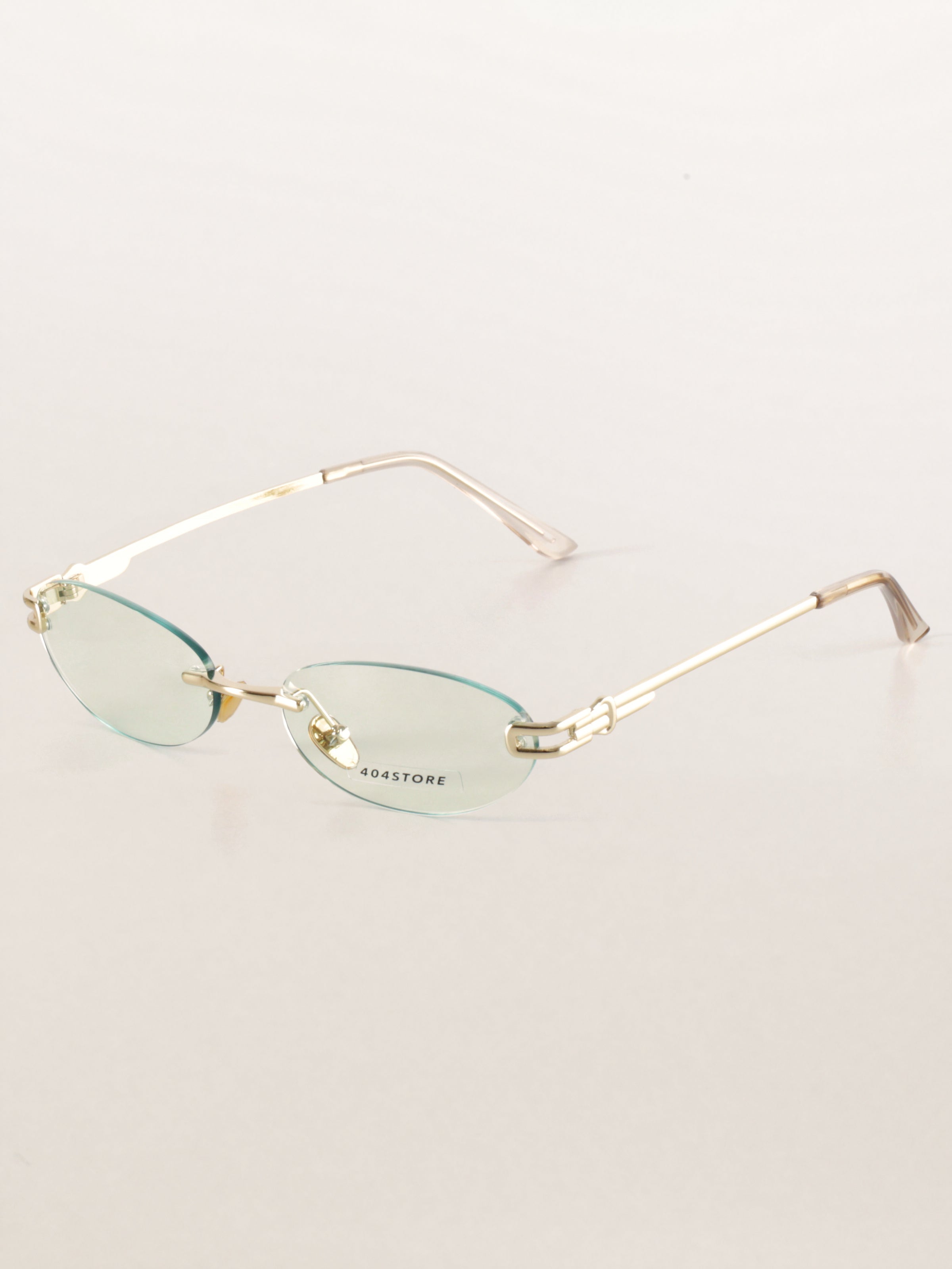 Rimless Oval Metal Y2K Futuristic Sunglasses