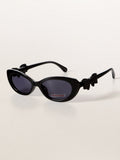 Cat-Eye Coquette Leather Bow Tie Acetate Sunglasses