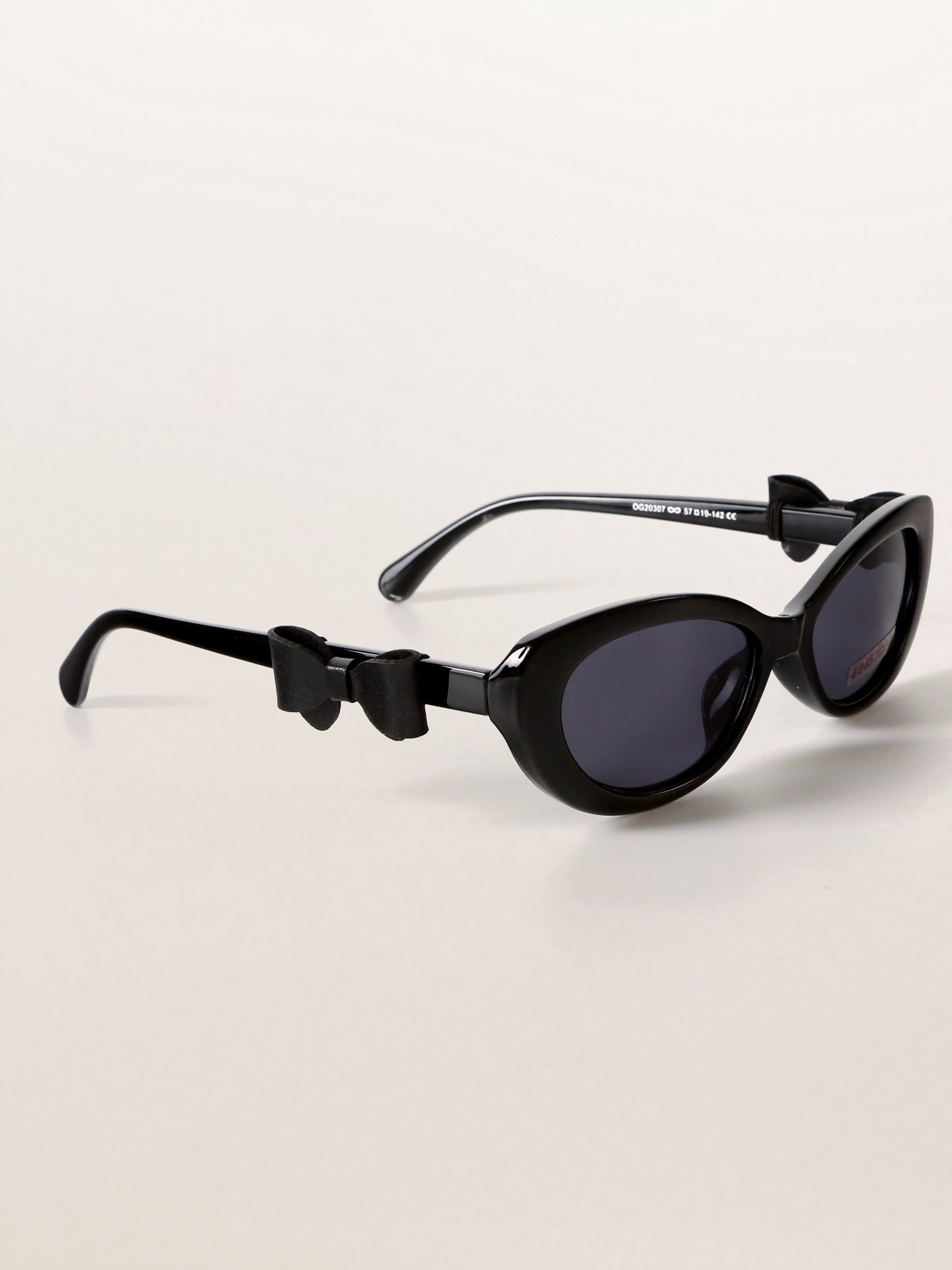 Cat-Eye Coquette Leather Bow Tie Acetate Sunglasses