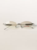 Slim Rimless Oval Metal Sunglasses