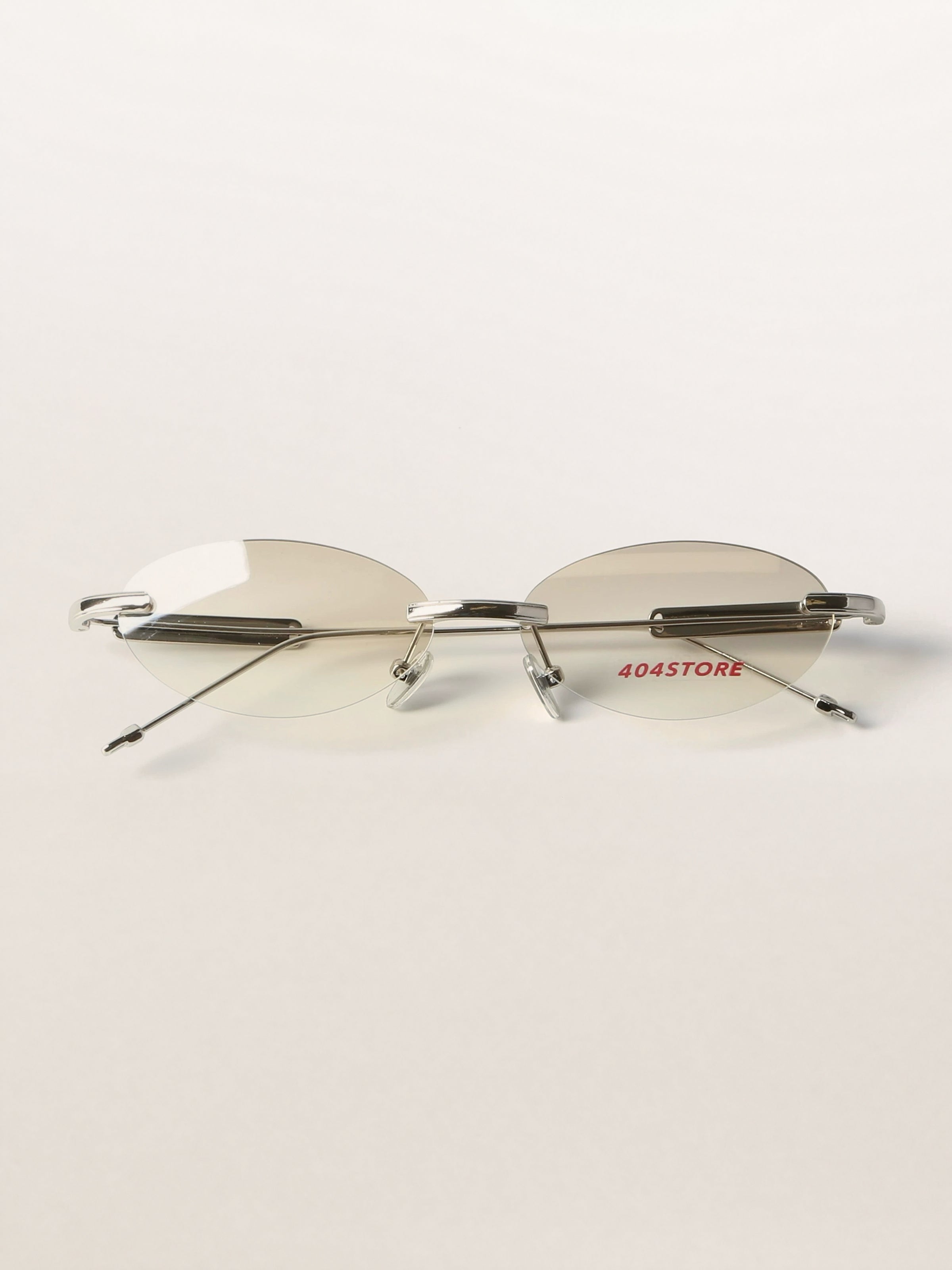 Slim Rimless Oval Metal Sunglasses