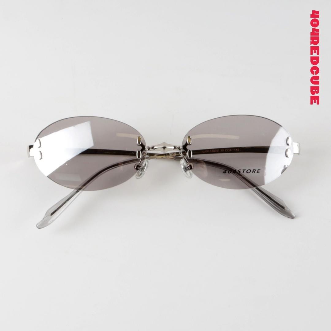 Rimless Oval Metal Bookish Office Siren Sunglasses