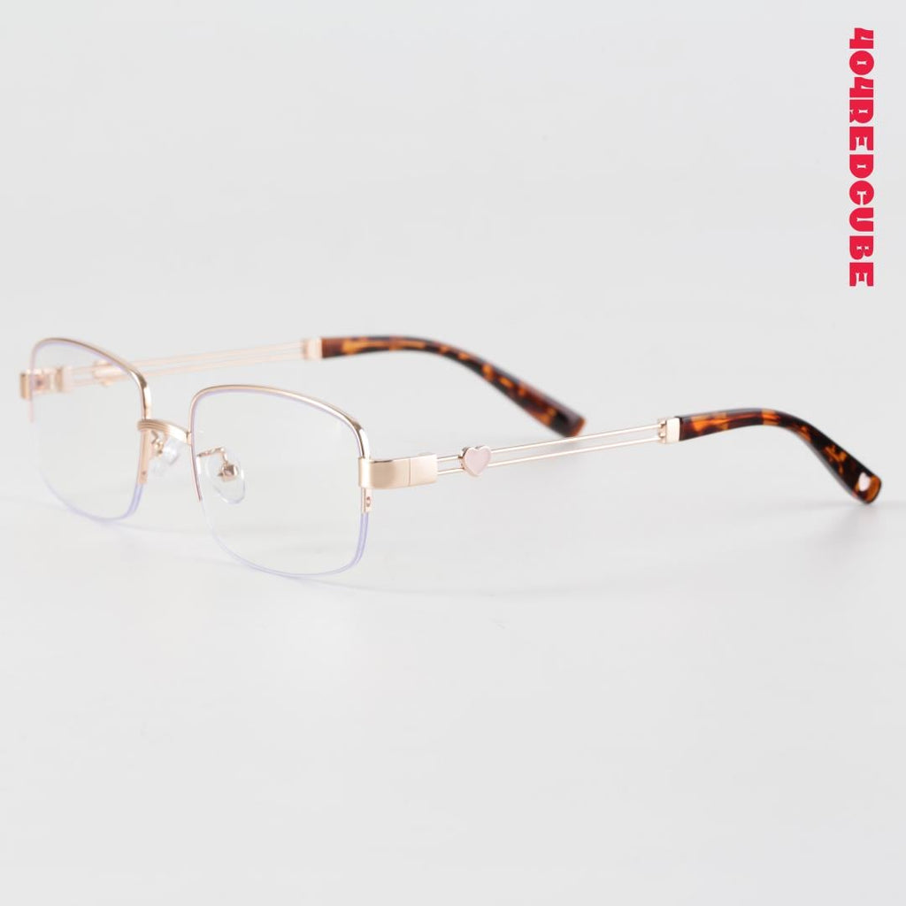 Heart Half-Rim Square Metal Coquette Optical Frames