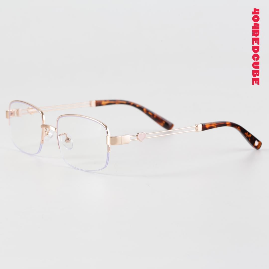 Heart Half-Rim Square Metal Coquette Optical Frames