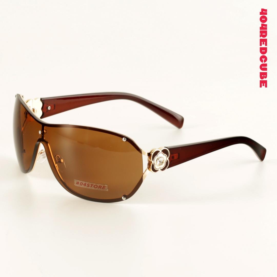 Oversized Wraparound Rimless Metal Sunglasses