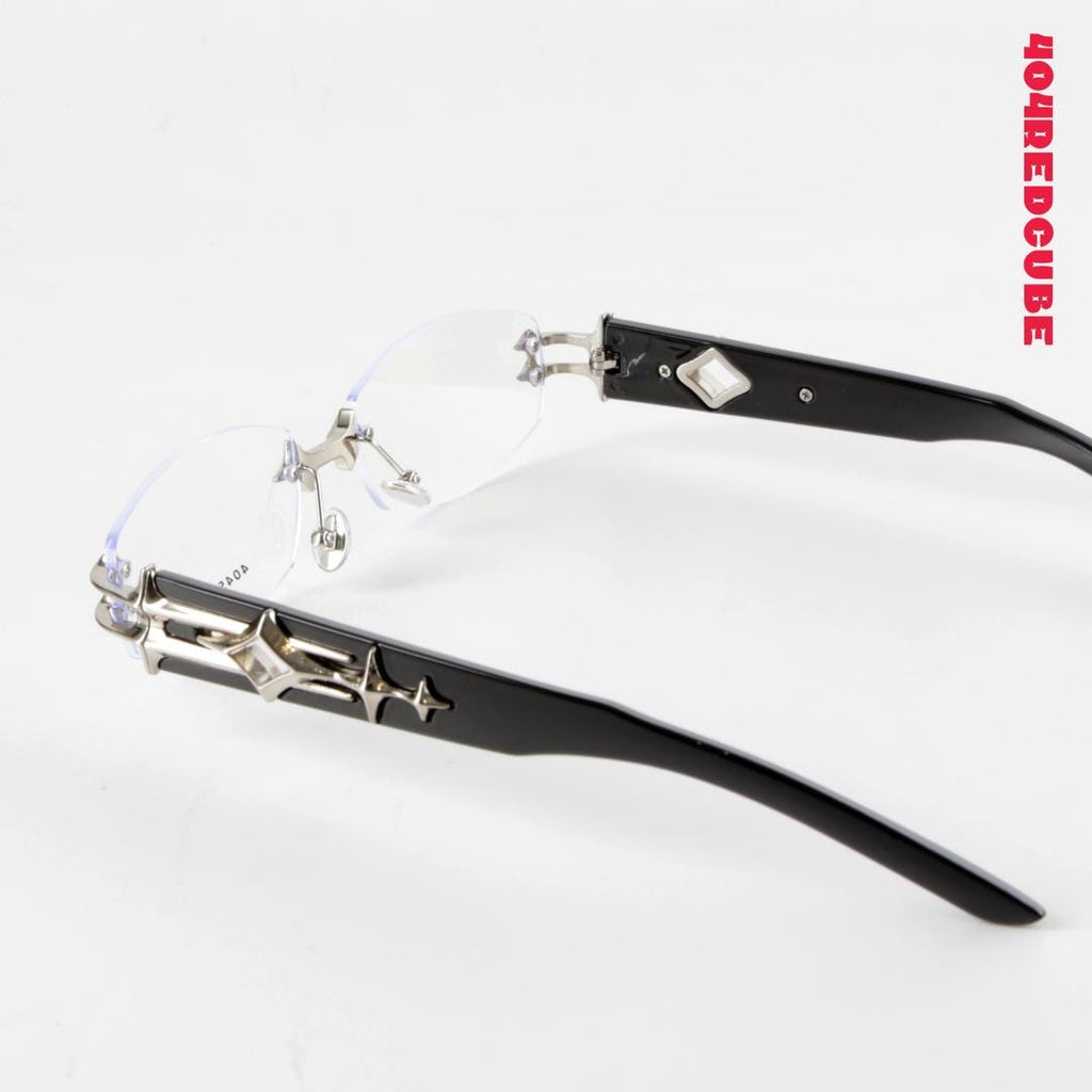 Chrome Star Rimless Metal Futuristic Gothic Optical Frames