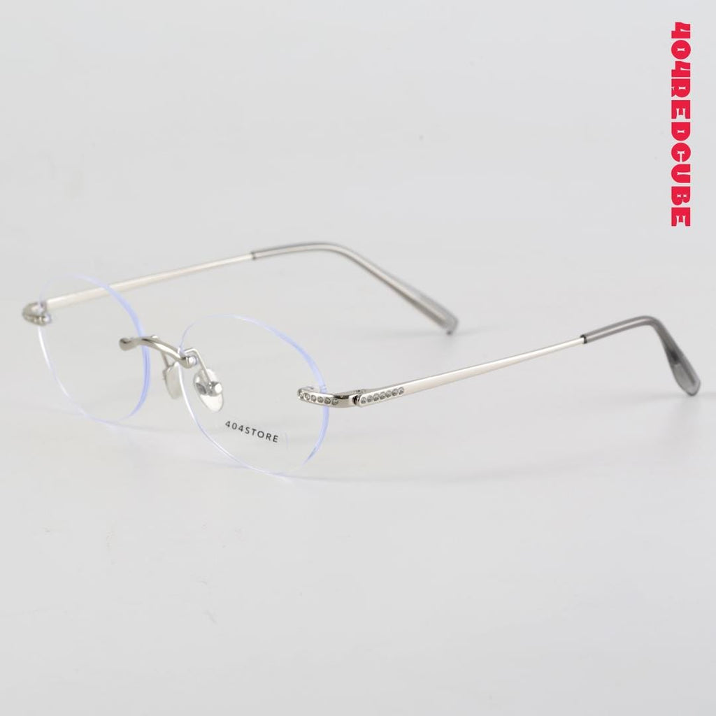 Rhinestone Rimless Oval Round Metal Coquette Optical Frames