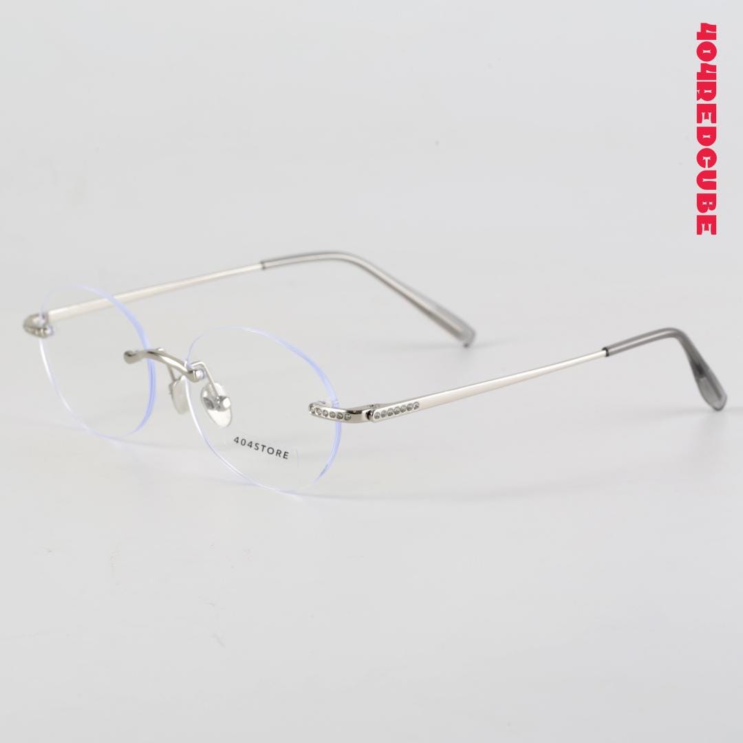 Rhinestone Rimless Oval Round Metal Coquette Optical Frames