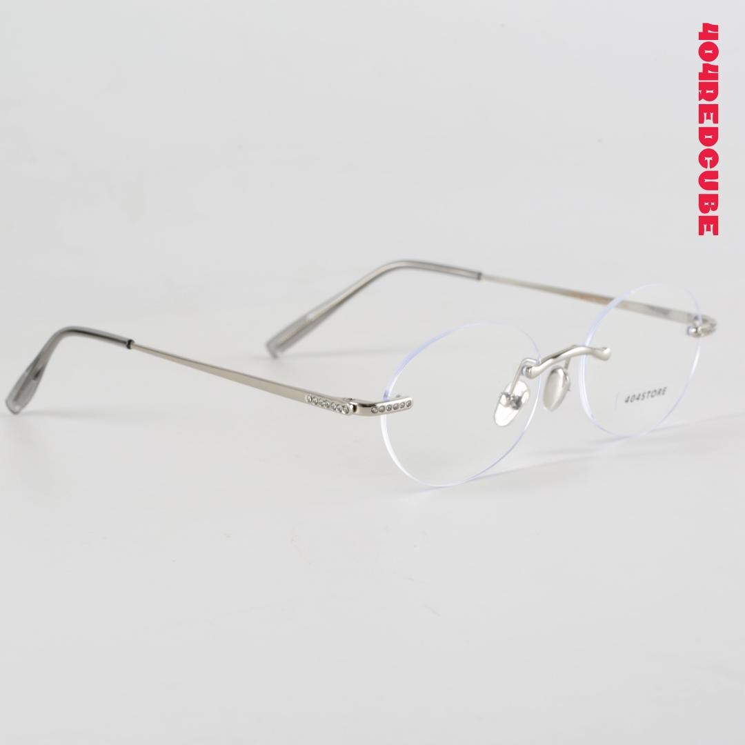 Rhinestone Rimless Oval Round Metal Coquette Optical Frames