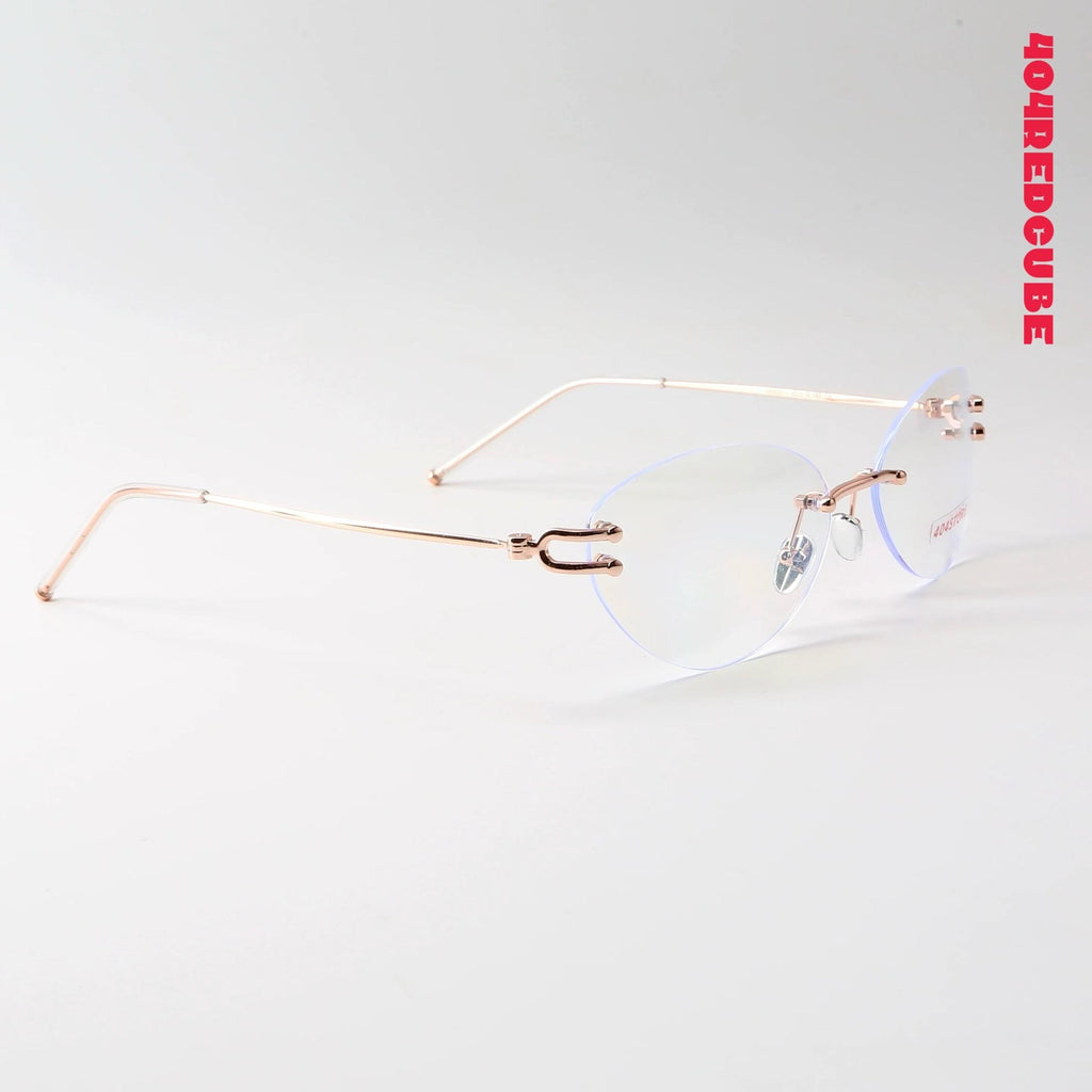 Rimless Oval Metal Bookish Lightweight Optical Frames