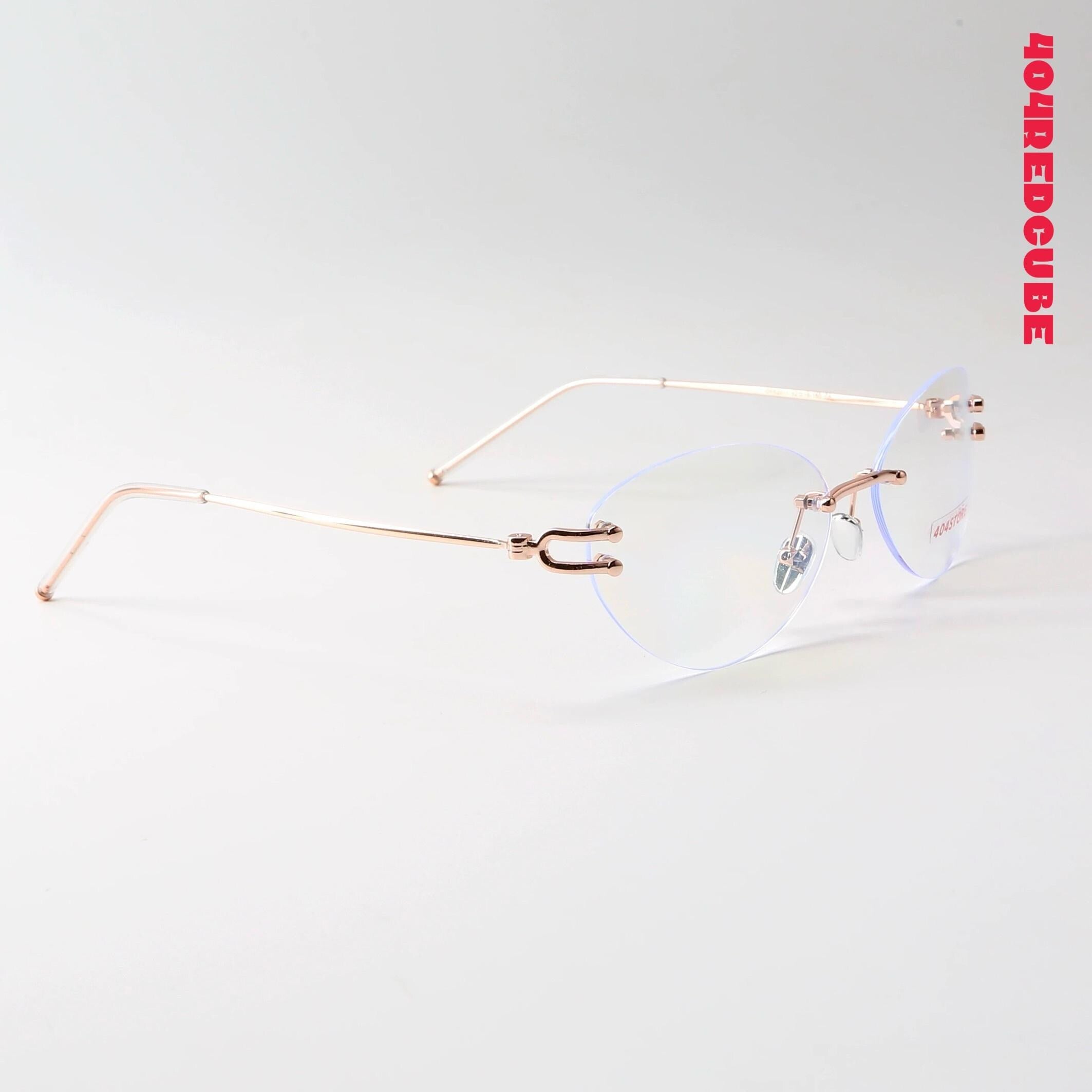 Rimless Oval Metal Bookish Lightweight Optical Frames