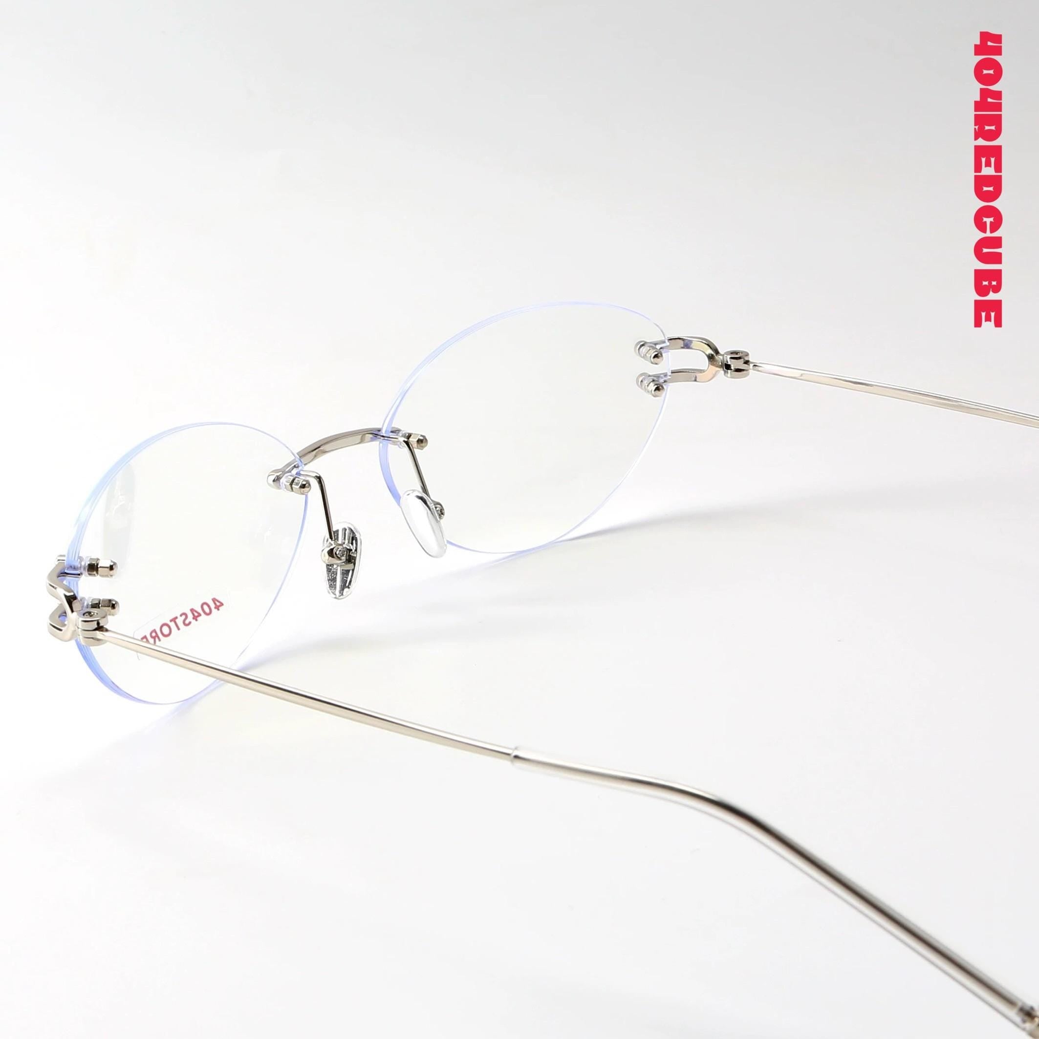 Rimless Oval Metal Bookish Lightweight Optical Frames
