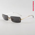Rimless Rectangle Metal Bookish Office Siren Sunglasses