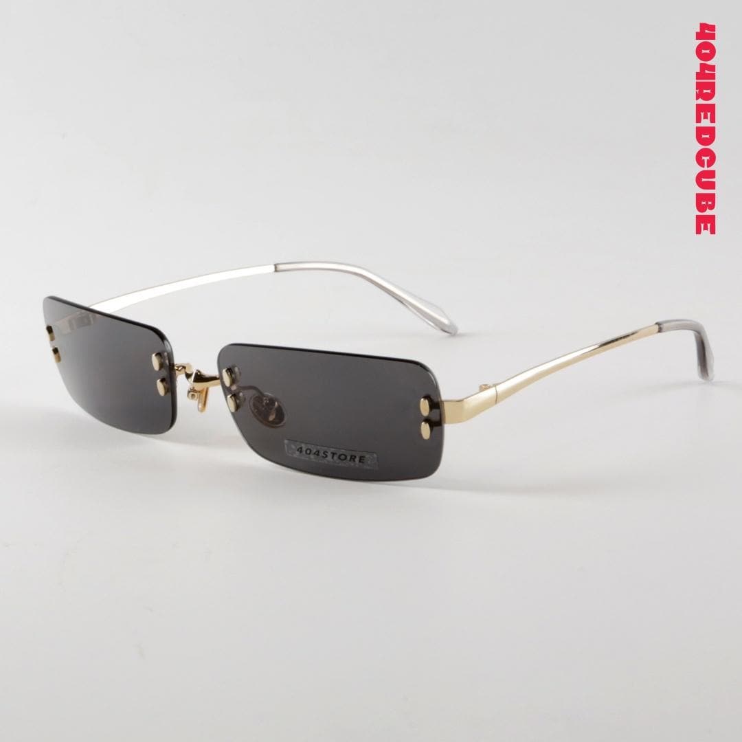 Rimless Rectangle Metal Bookish Office Siren Sunglasses