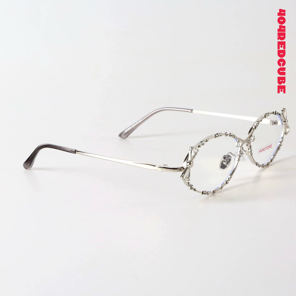 Crystal Bow Oval Metal Coquette Optical Frames