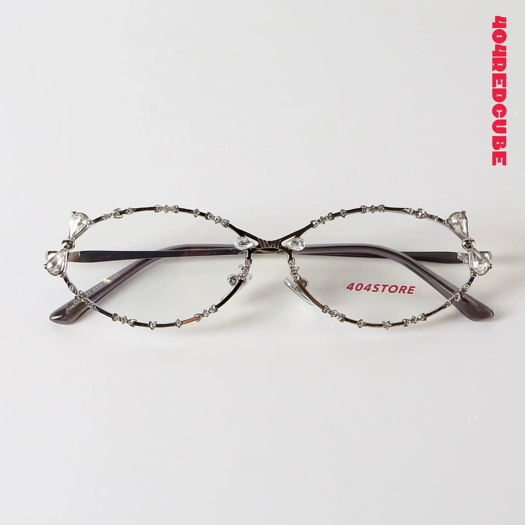 Crystal Bow Oval Metal Coquette Optical Frames