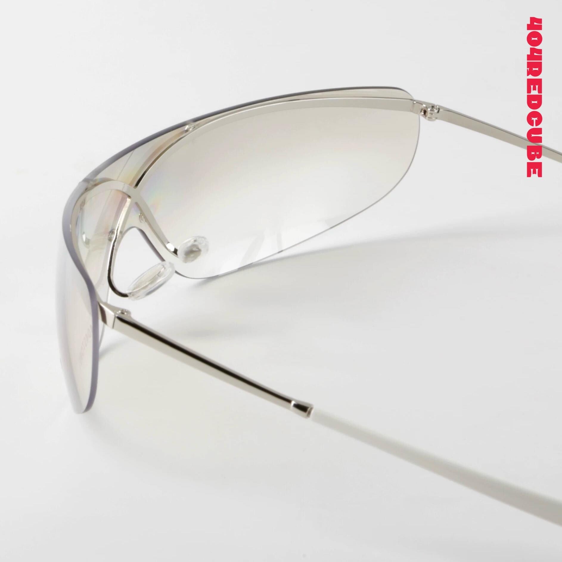 Wraparound Rimless Metal Futuristic Gothic Sunglasses