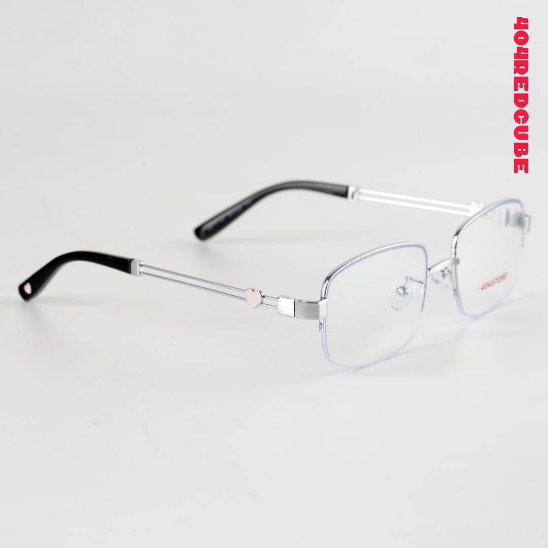 Heart Half-Rim Square Metal Coquette Optical Frames