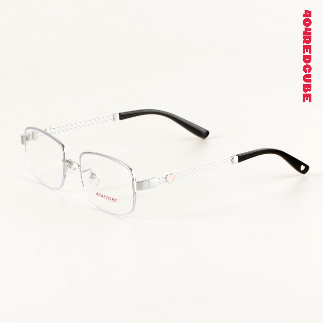 Heart Half-Rim Square Metal Coquette Optical Frames