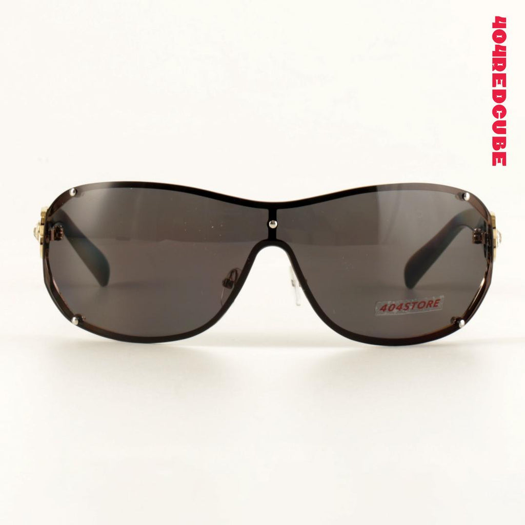Oversized Wraparound Rimless Metal Sunglasses