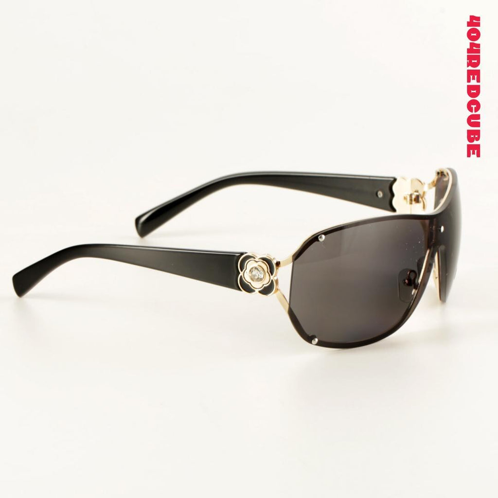 Oversized Wraparound Rimless Metal Sunglasses