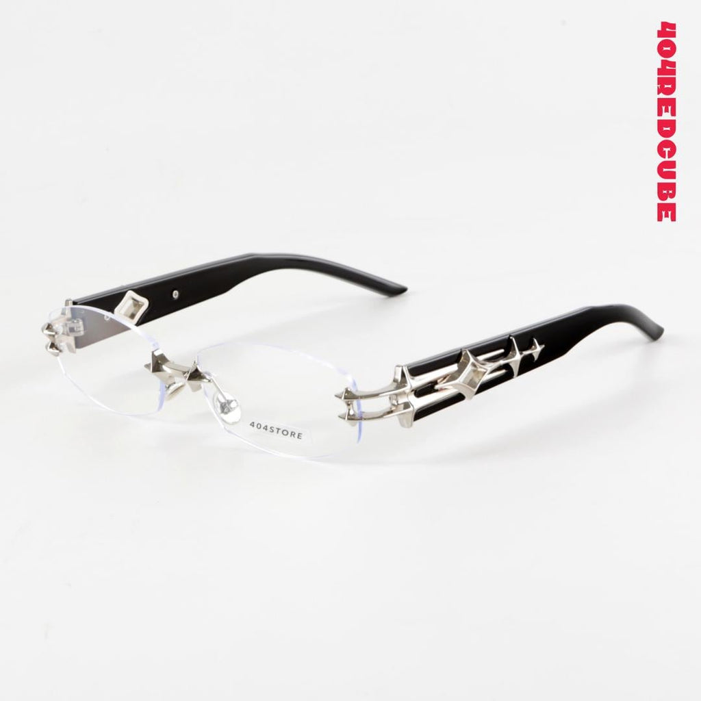 Chrome Star Rimless Metal Futuristic Gothic Optical Frames