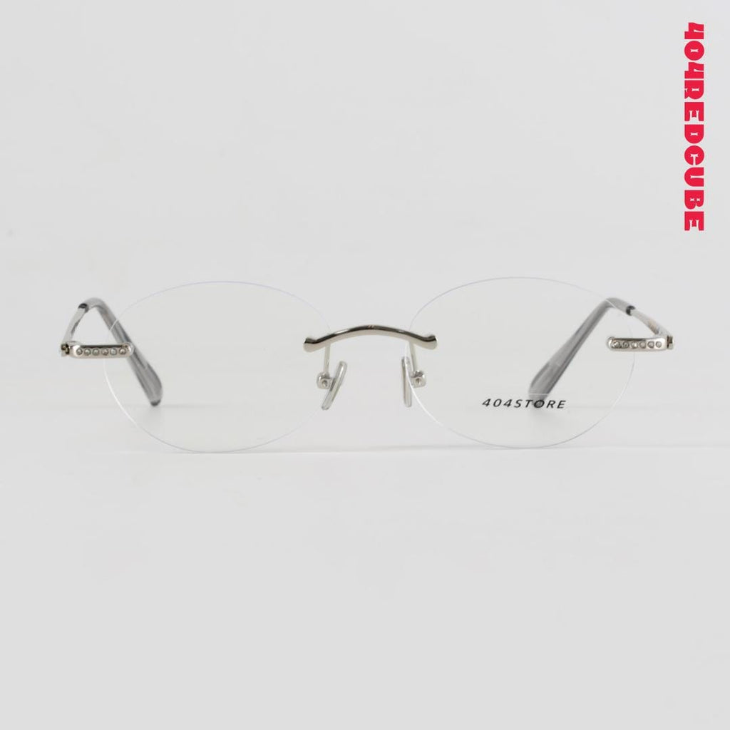 Rhinestone Rimless Oval Round Metal Coquette Optical Frames