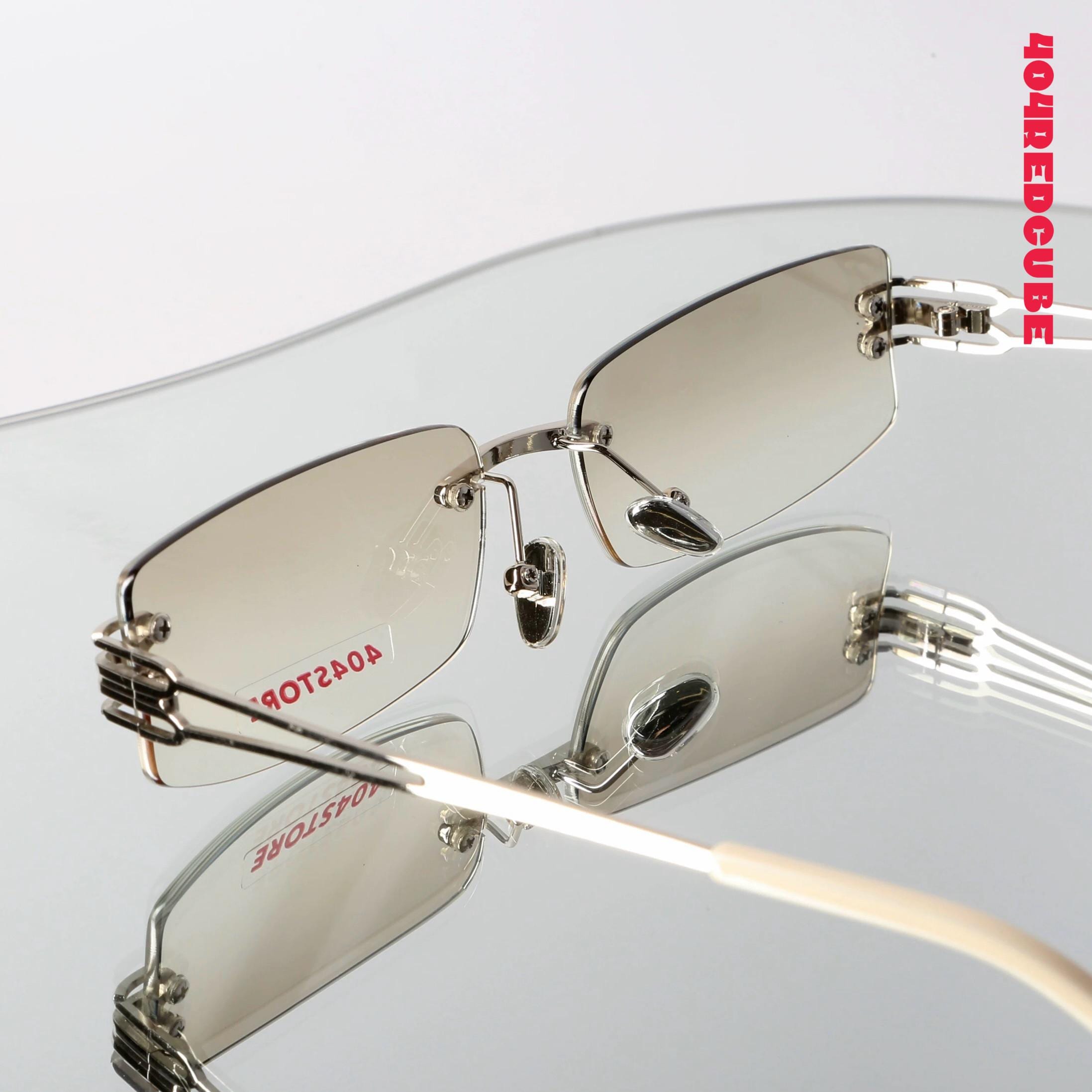 Streetwear Rimless Rectangle Metal Sunglasses