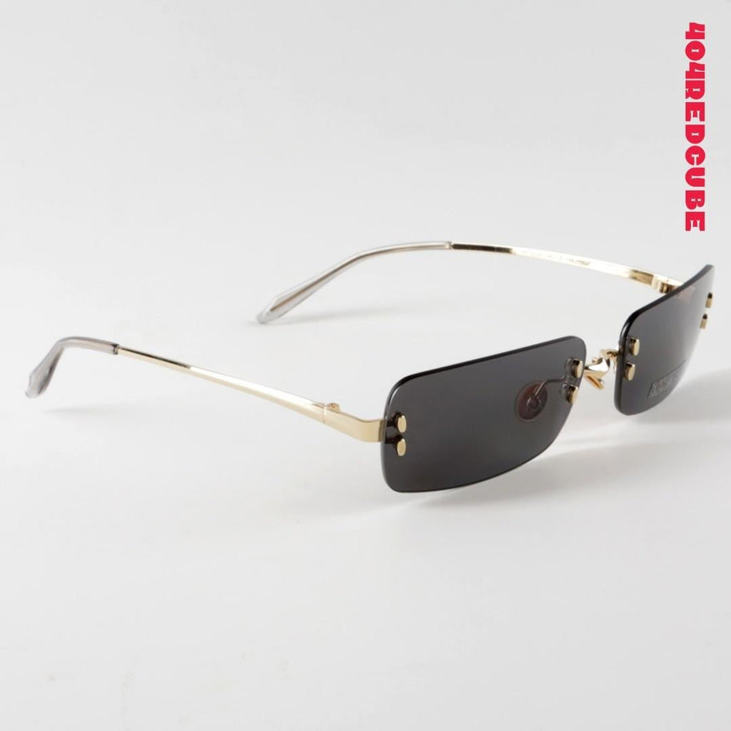 Rimless Rectangle Metal Bookish Office Siren Sunglasses