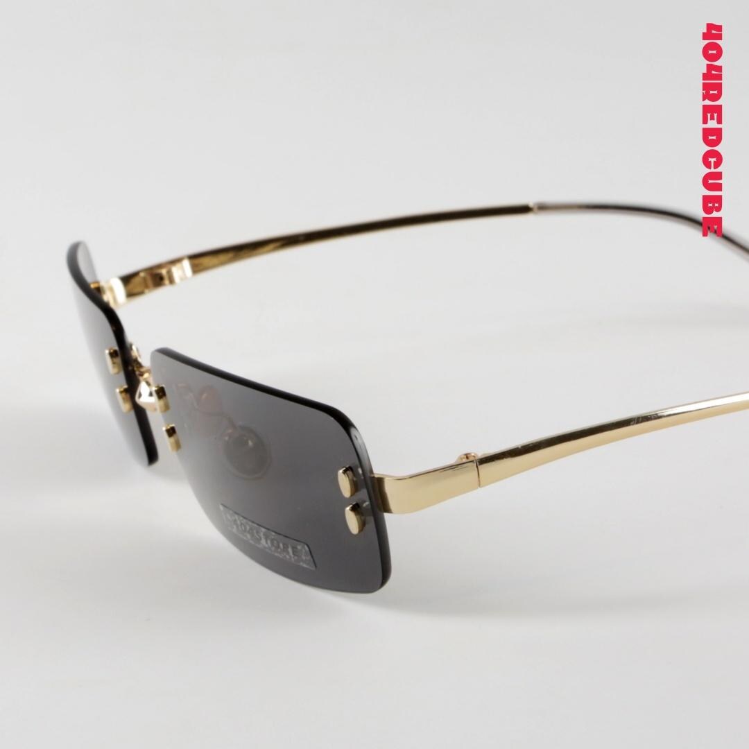 Rimless Rectangle Metal Bookish Office Siren Sunglasses