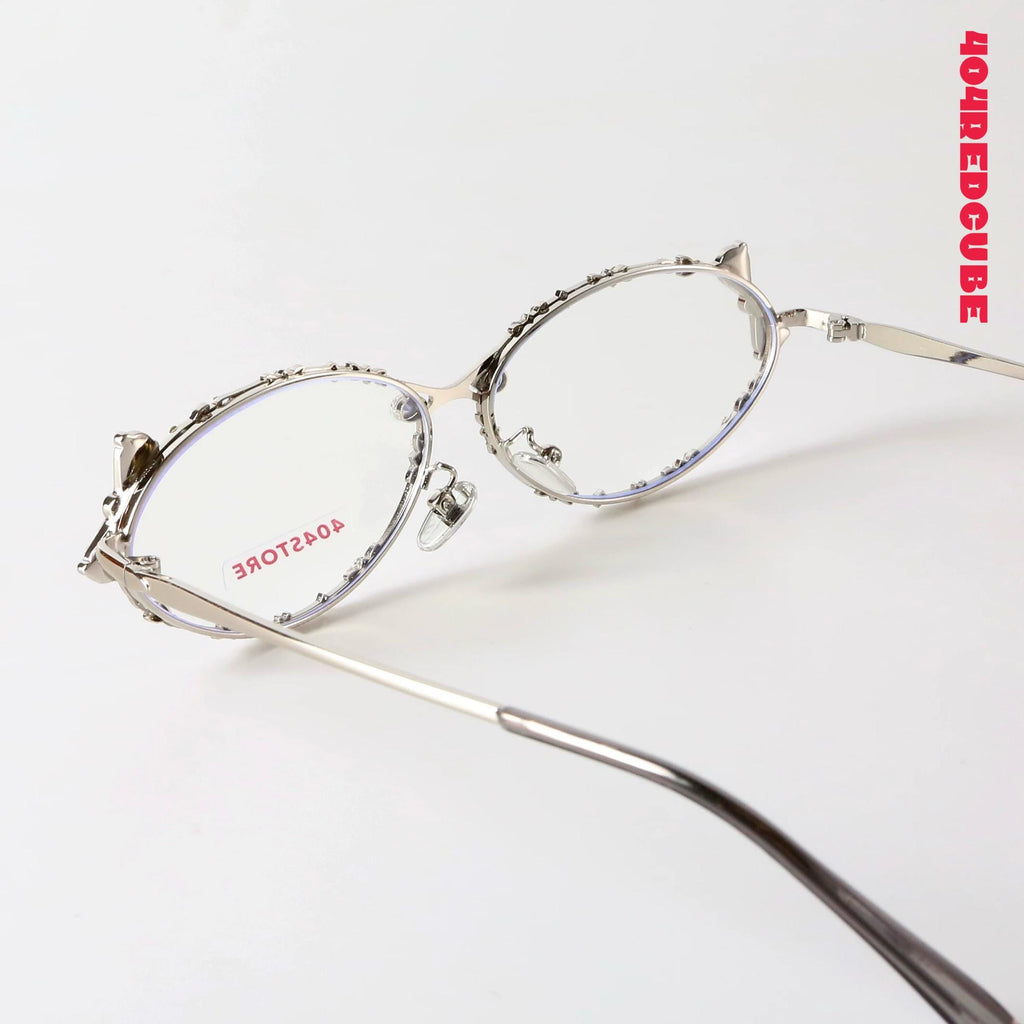 Crystal Bow Oval Metal Coquette Optical Frames