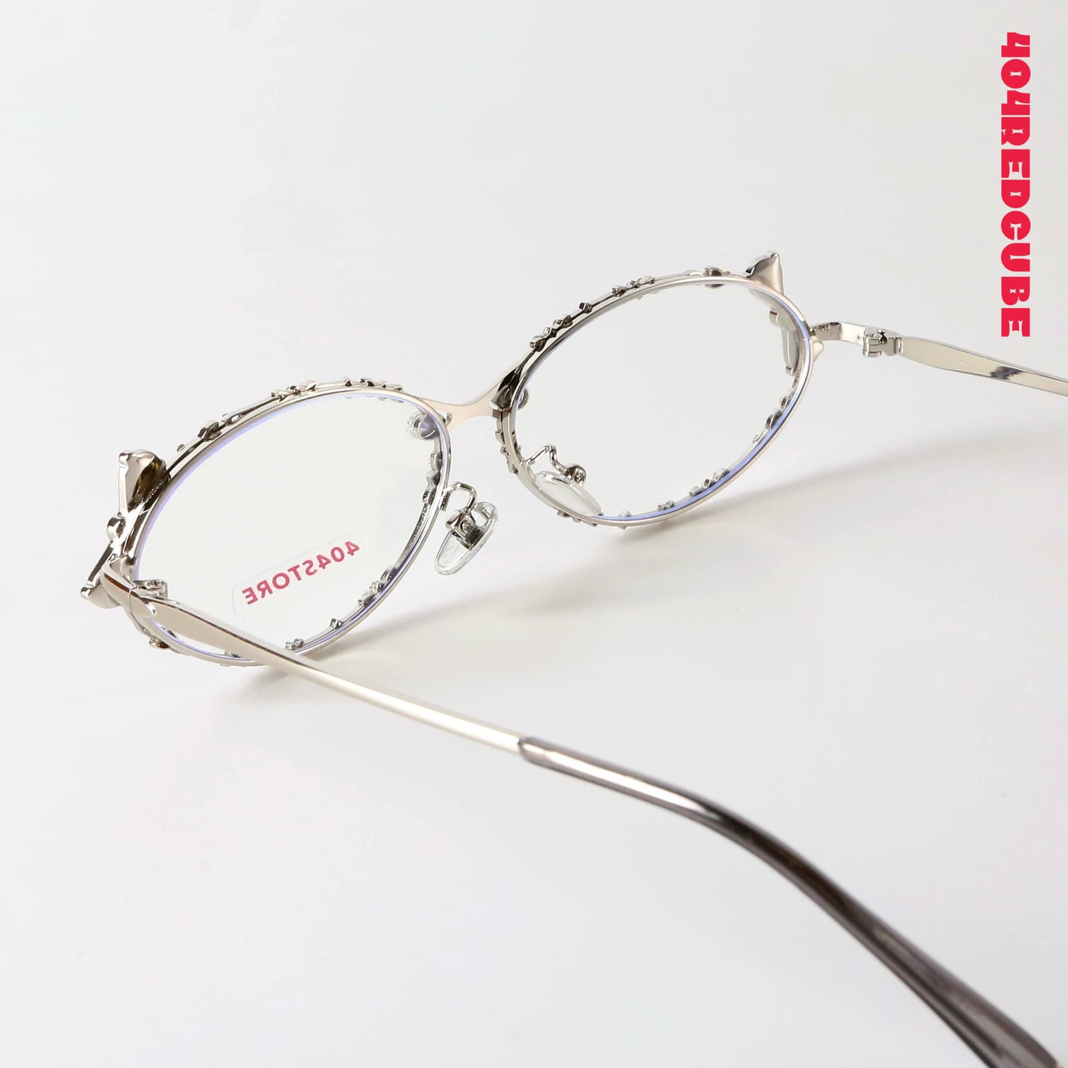 Crystal Bow Oval Metal Coquette Optical Frames
