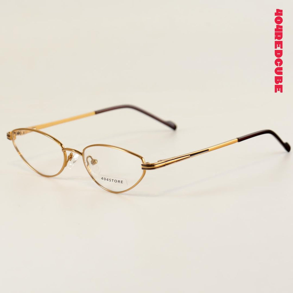 Etched Temple Cat-Eye Metal Minimalist Optical Frames