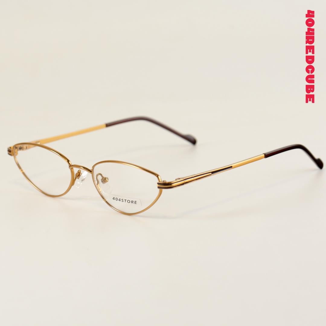 Etched Temple Cat-Eye Metal Minimalist Optical Frames