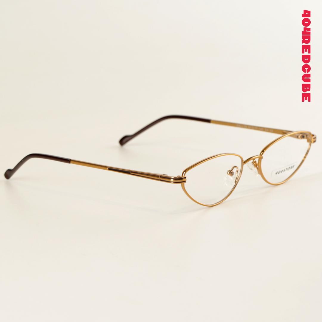 Etched Temple Cat-Eye Metal Minimalist Optical Frames