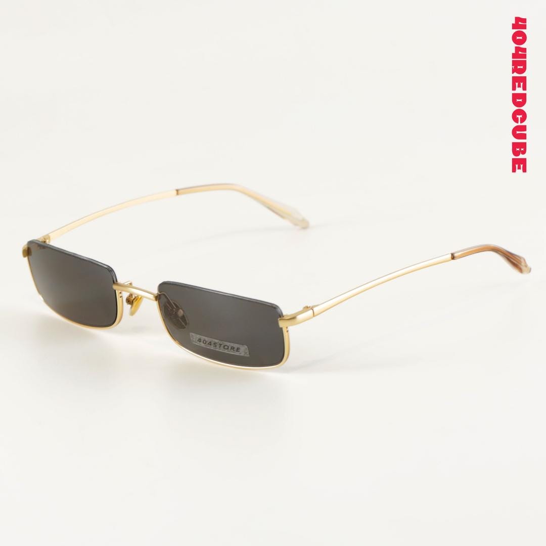 Narrow Rimless Rectangle Metal Sunglasses