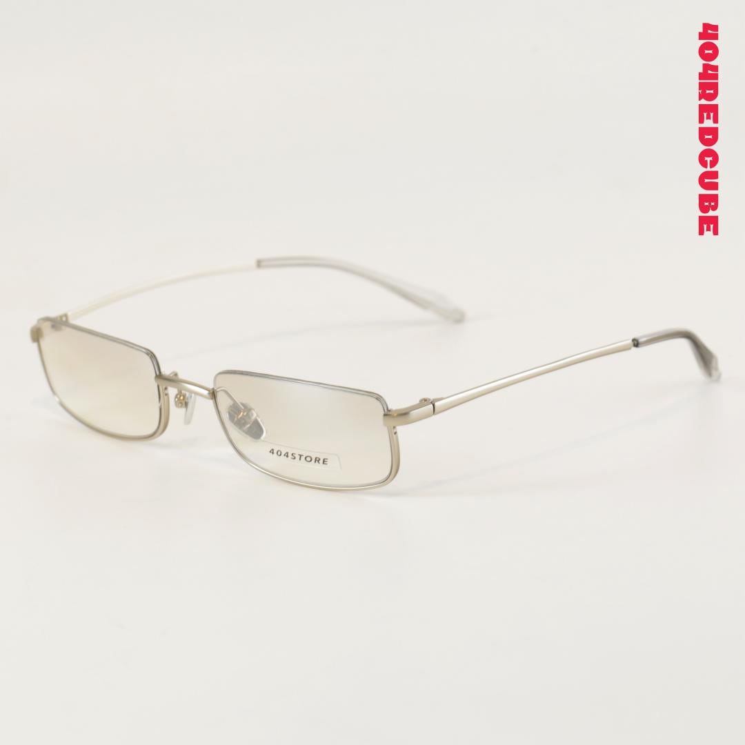 Narrow Rimless Rectangle Metal Sunglasses