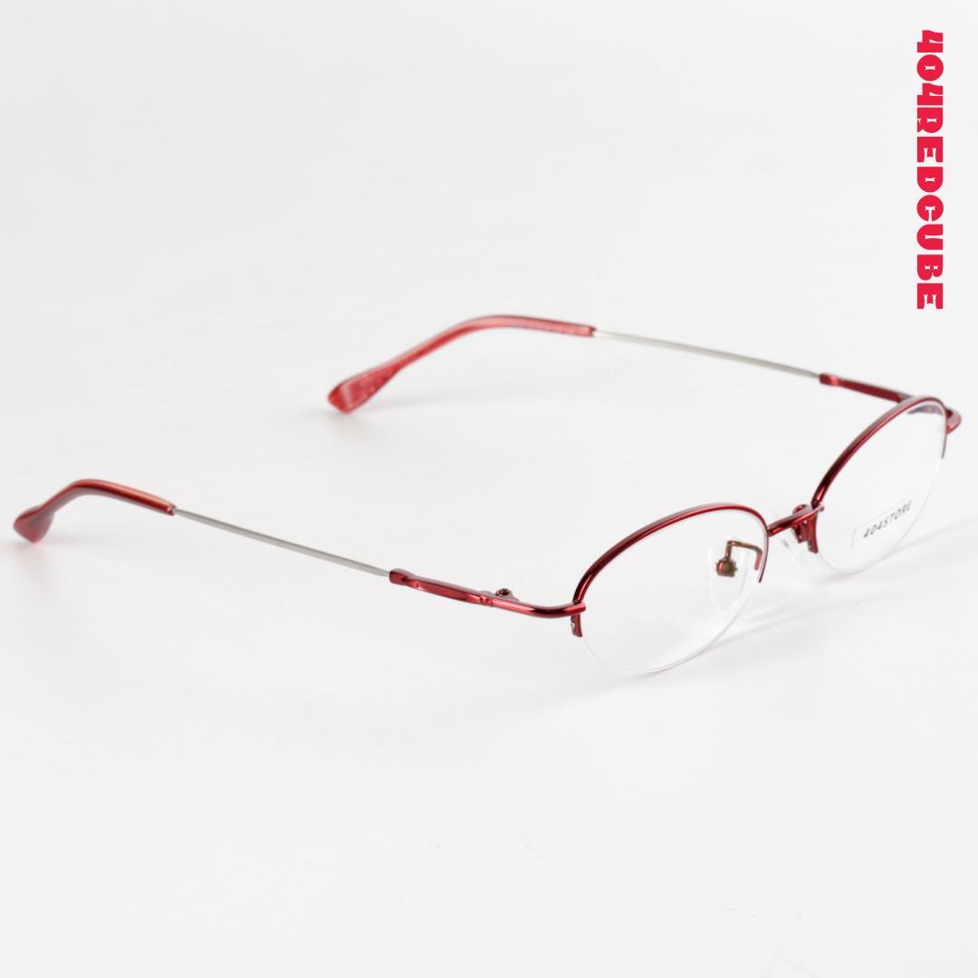 Ruby Accent Rimless Oval Metal Optical Frames
