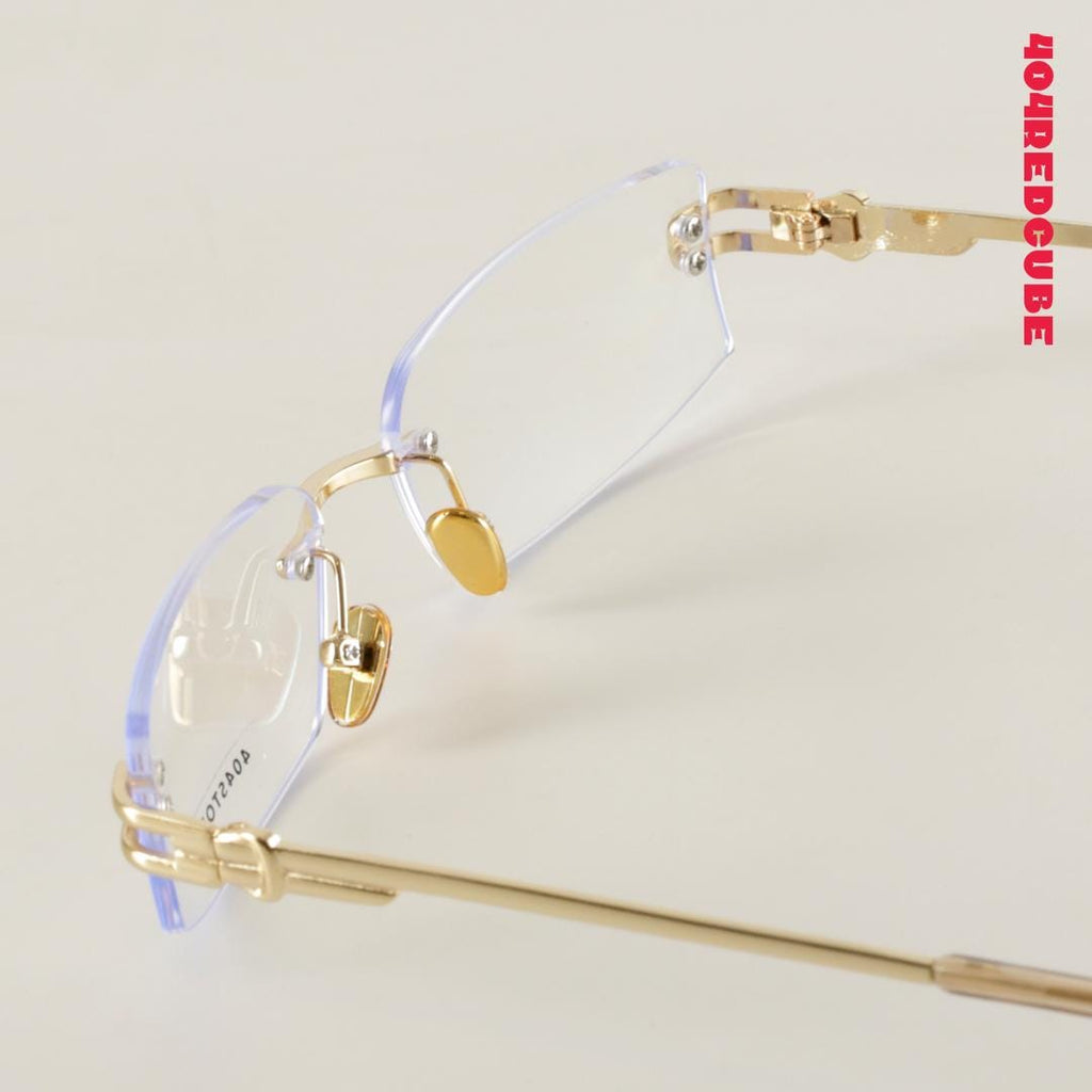 Rimless Rectangle Square Metal Futuristic Minimalist Optical Frames