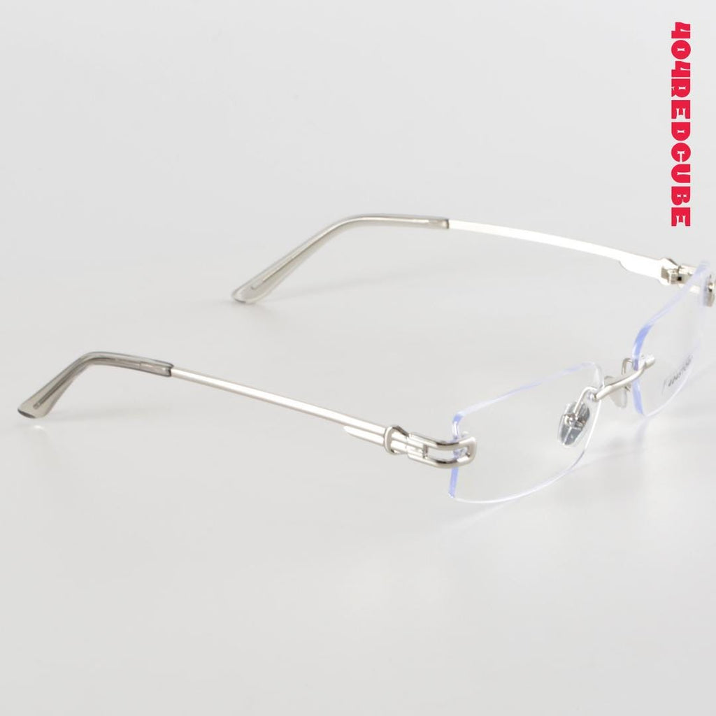 Rimless Rectangle Square Metal Futuristic Minimalist Optical Frames
